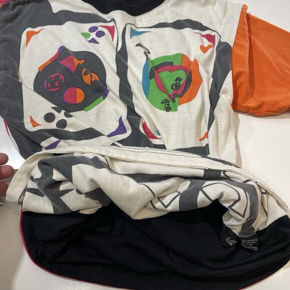 VTG 60s Catalina Surfers Abstract Art Playing Cards Grunge MOD Hippie Shirt Med - Picture 4 of 8